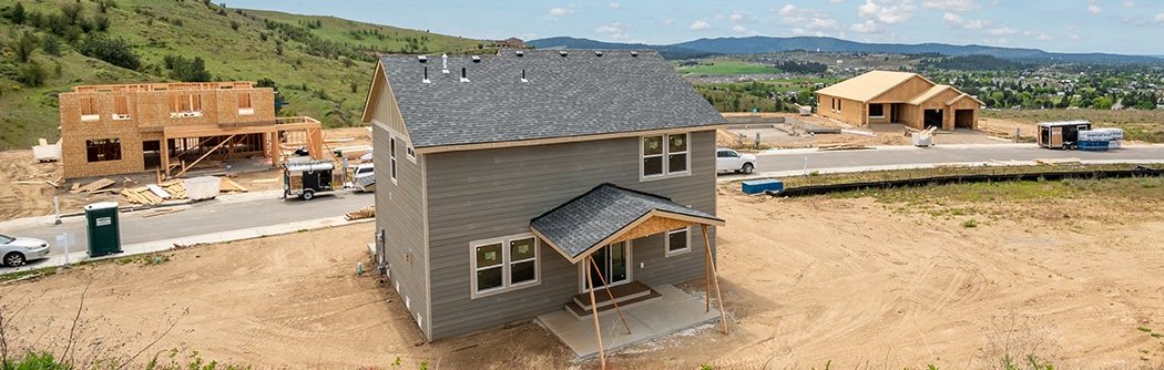 New home construction in Spokane Valley, Washington.