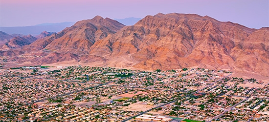 Las Vegas, Nevada, suburbs with Frenchman Mountain in the background.