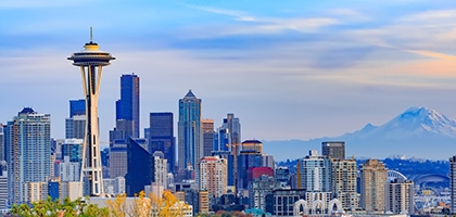 Downtown Seattle skyline with Space Needle.