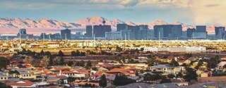 Las Vegas skyline and residential area.