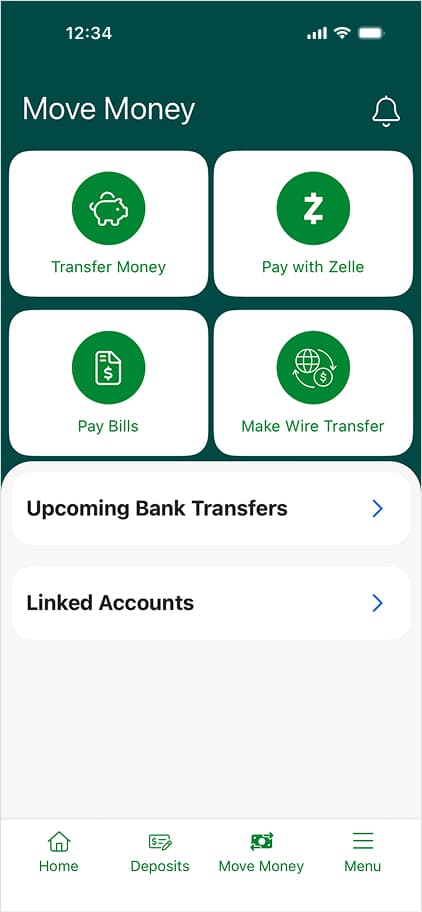 Mobile app wire transfer step 3.
