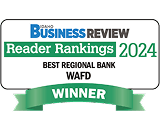 Idaho Business Review Reader Rankings 2024 Best Regional bank Winner badge.