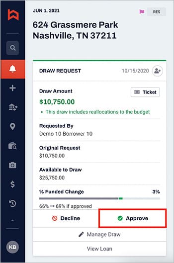 Step 4 in built Construction Project - Lender reviews the draw request, approves, and disburses funds.