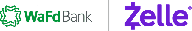 WaFd Bank's and Zelle's logos.