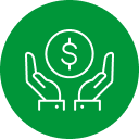 Hands holding dollar icon