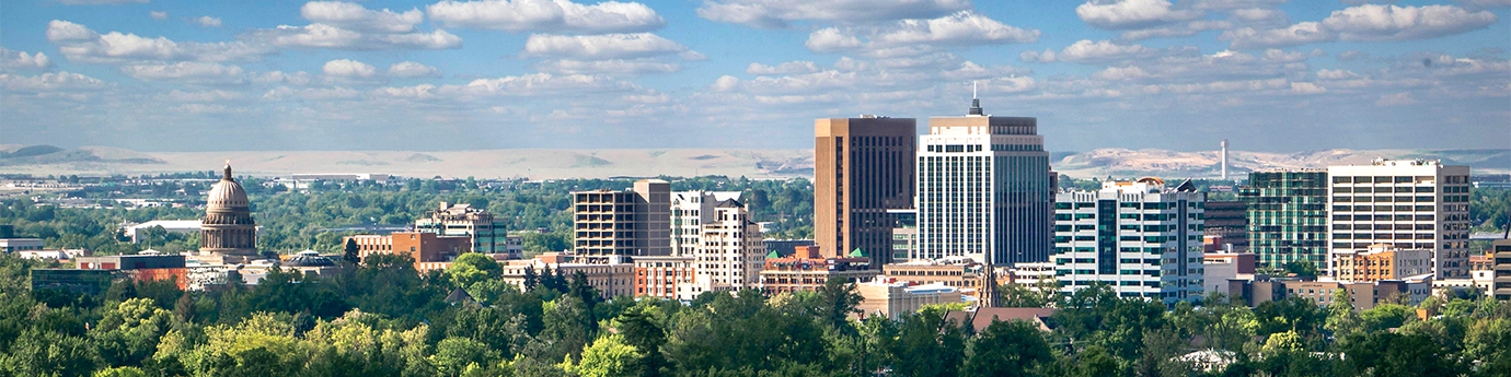 Boise, Idaho, with the Sawtooth Mountains in the background.
