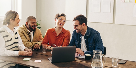 Coworkers sitting at a conference table