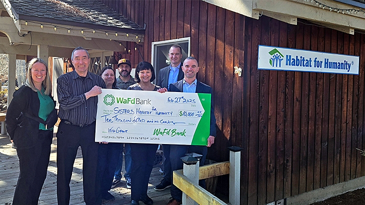 WaFd employees presenting a check at the Foundation Ferndale Food Bank