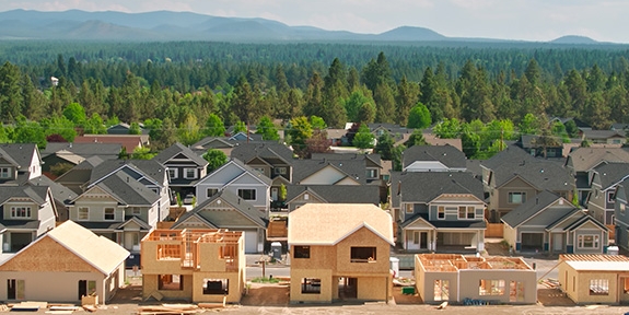 New home construction in Bend, Oregon.