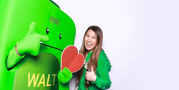 WaFd Bank employee with walt.