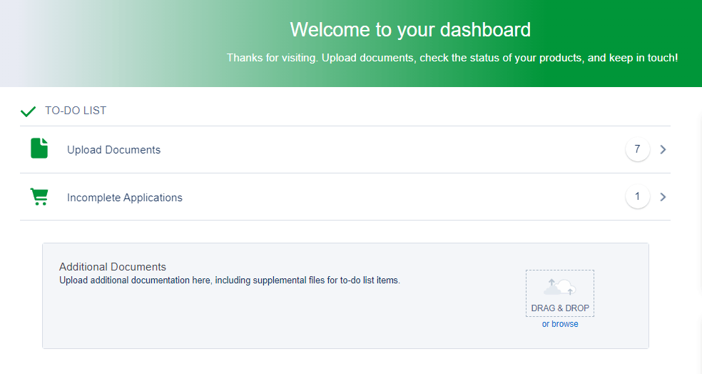 WAFD Client Connect dashboard