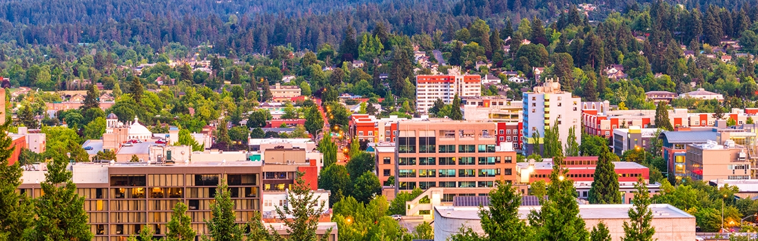 Photo of Eugene, Oregon skyline.