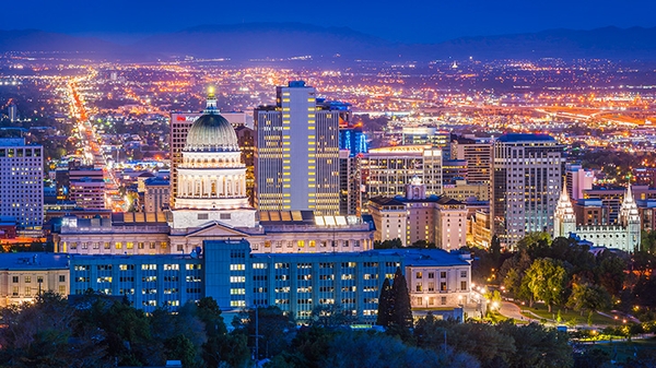 Panoramic view of Salt Lake City, Utah.