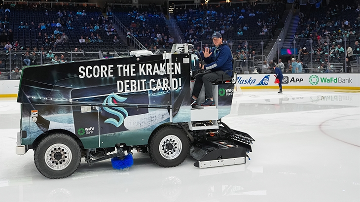 WaFd Bank Branded Seattle Kraken Zamboni.
