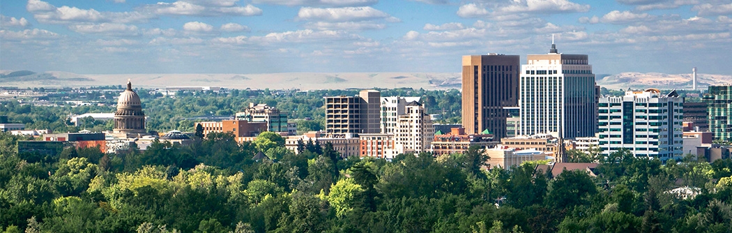 Boise, Idaho, with the Sawtooth Mountains in the background.