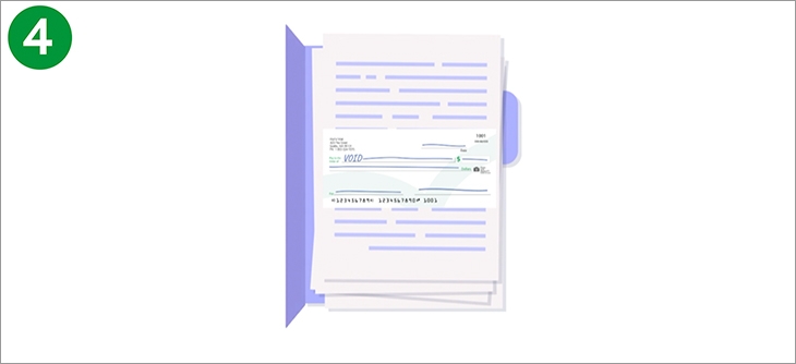 Illustration of saving a check in a folder.