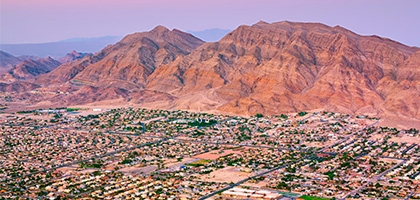 Las Vegas, Nevada, suburbs with Frenchman Mountain in the background.