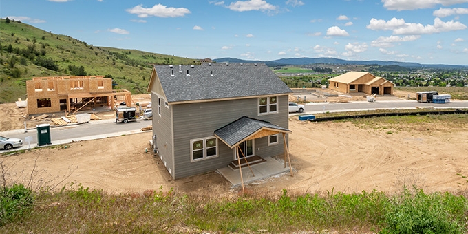 New home construction in Spokane Valley, Washington.