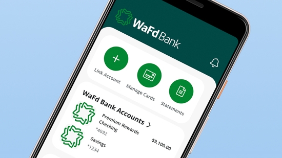 WaFd Bank accounts mobile application screen.