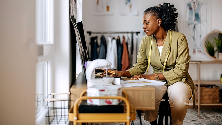 Female business owner in her work studio.