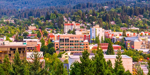 Photo of Eugene, Oregon skyline.