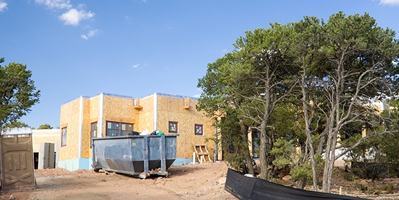 New home construction in Santa Fe, New Mexico.