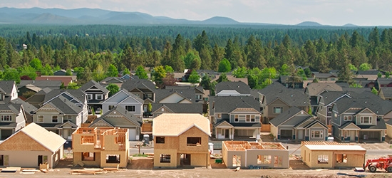 New home construction in Bend, Oregon.