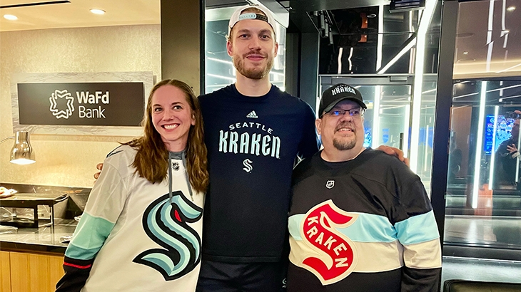 Kraken debit card suite winners with Kraken player Jamie Oleksiak.