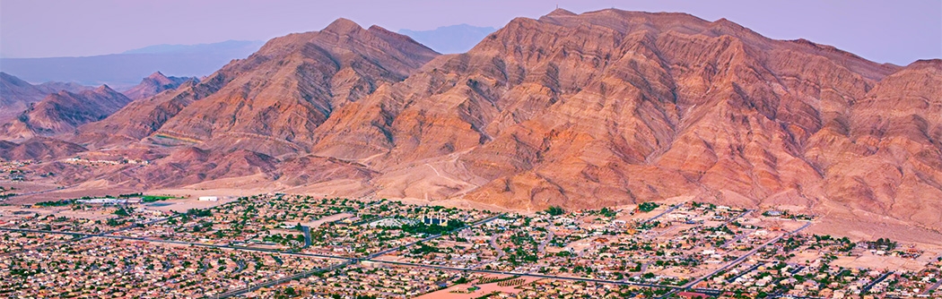 Las Vegas, Nevada, suburbs with Frenchman Mountain in the background.