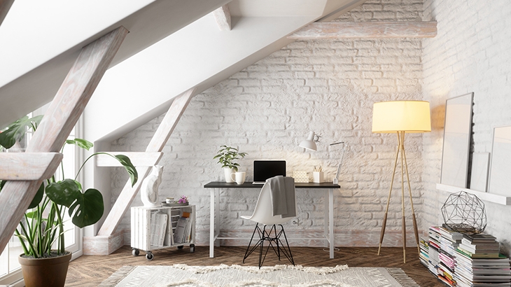 Scandinavian style attic working space