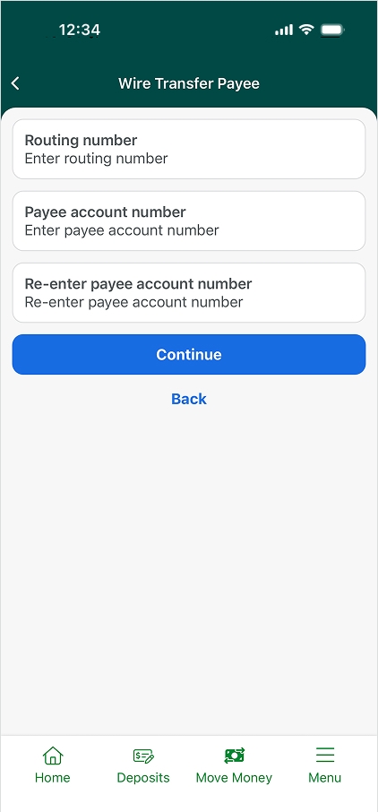 Mobile app wire transfer step 6.