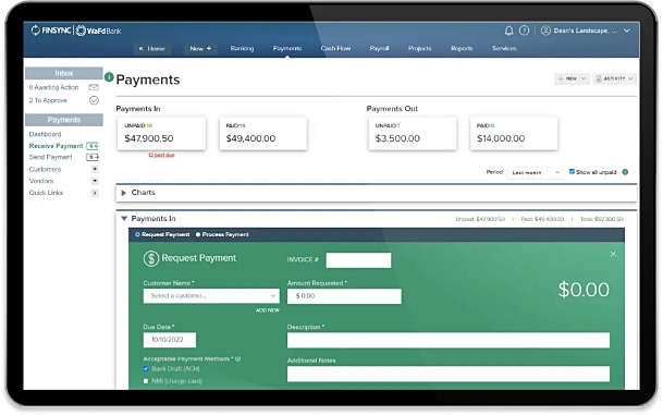 FINSYNC payments dashboard